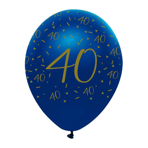 Picture of NAVY & GOLD GEODE 40TH BIRTHDAY LATEX BALLOON 12INCH 6 PACK